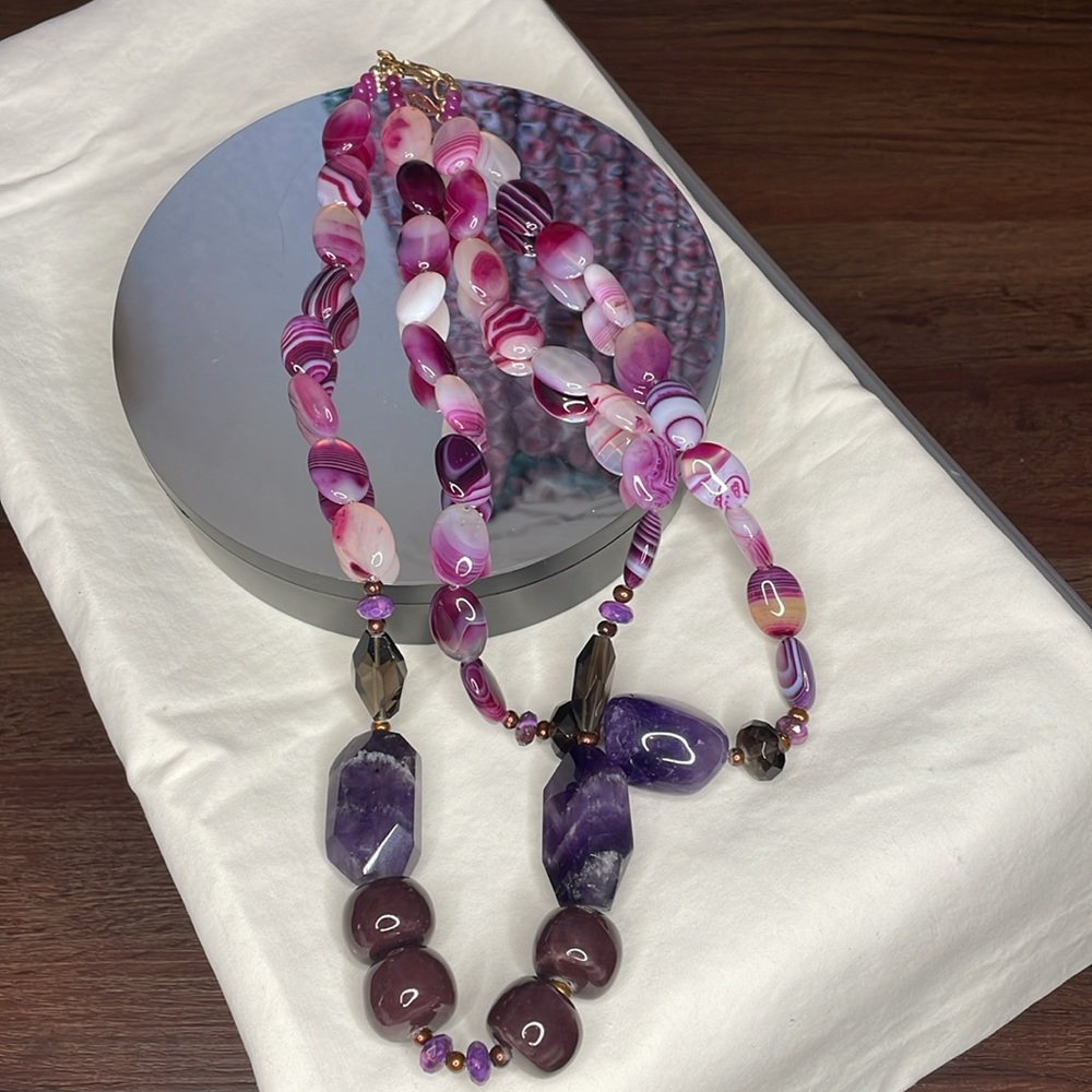 Barse Necklace, Genuine Multi-Stones with Bronze Chain. MSRP $120